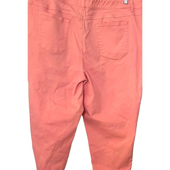 ST. JOHN’S BAY STRETCH PLUS DENIM JEANS, WOMENS, 24W, PEACH/PINK, HIGH RISE - Picture 4 of 10